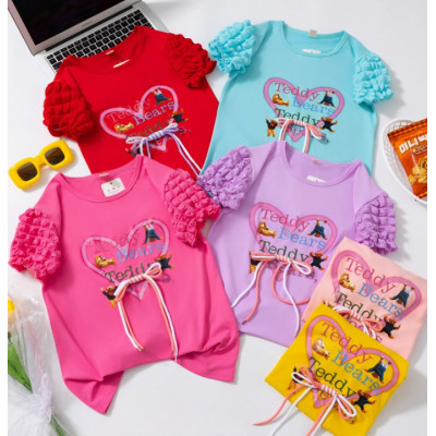 tops girls teddy bears happy bow IDN 24 - atasan anak perempuan 